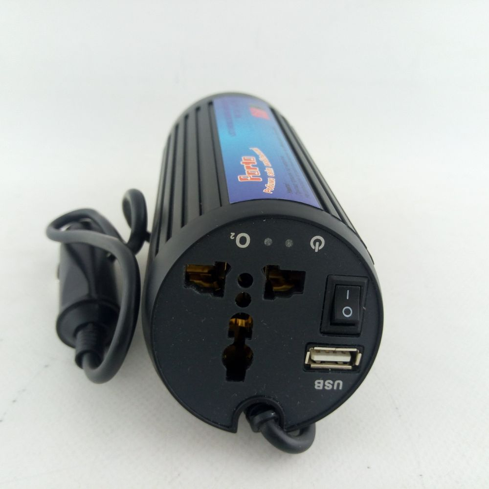 Автомобильный инвертор Porto 12V/220V 150W, USB, ионизатор, Black Фото